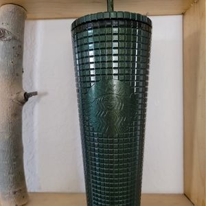 Starbucks Green Glitter Grid Tumbler